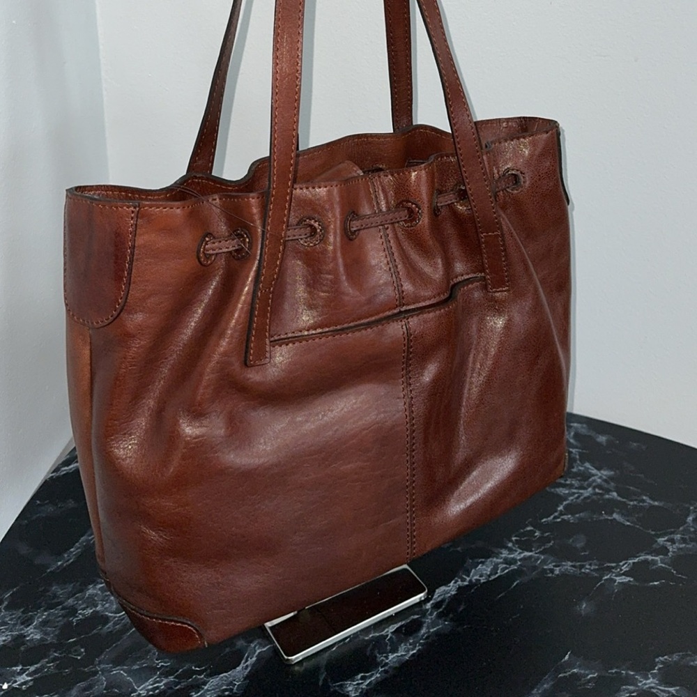 Patricia Nash Leather Drawstring Witney Large Bag Distressed Tan AUTHENTIC NWT - Picture 4 of 11